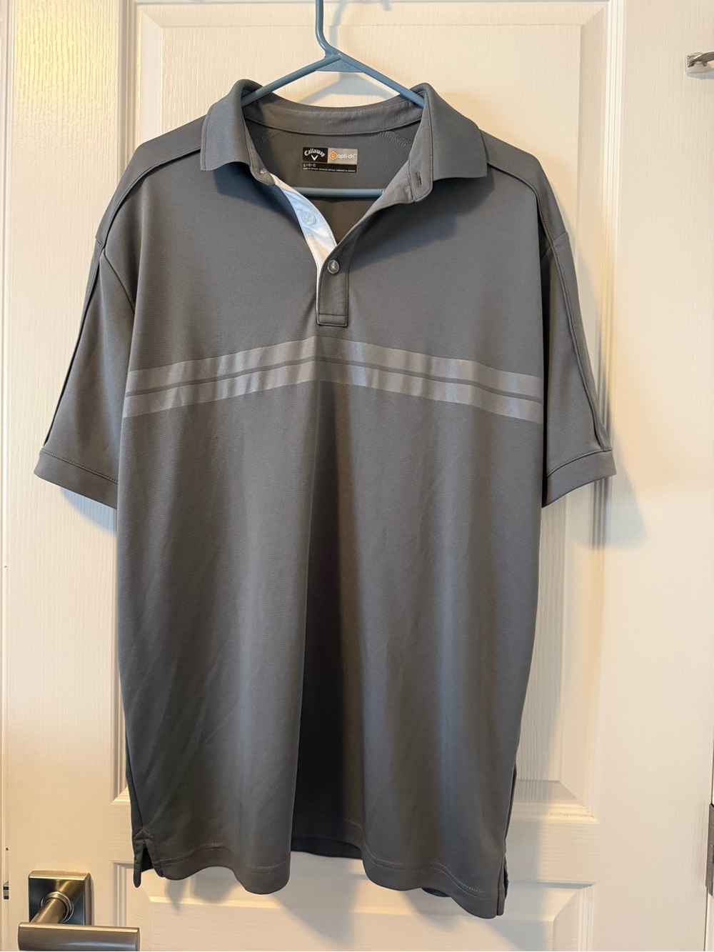 Callaway Men's Slate Gray Polo with Tonal Chest Stripes
